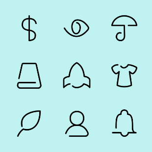 One line icons set - 336 icons